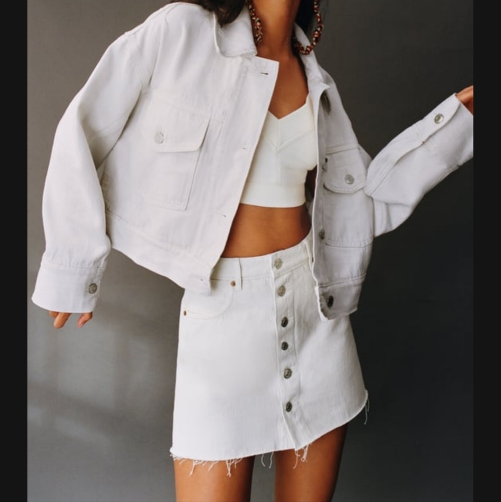 Zara Cream denim Skirt NWT